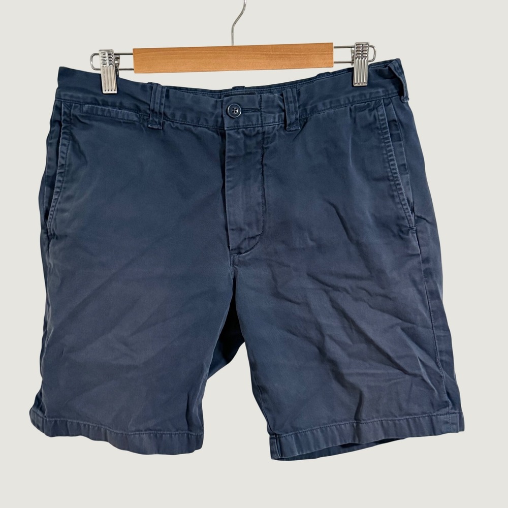 J Crew Stanton Chino Shorts Mens 31 Blue Garment Dyed Cotton Twill Preppy Casual